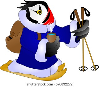 puffin  in a fur coat