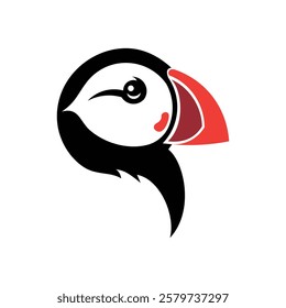Puffin head Logo design Vector template illustration