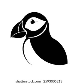 Puffin Head Silhouette Vector and Black Puffin Bird Illustration Design