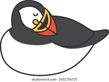 Puffin icon in flat color style. Bird animal vector illustration on white isolated background. Puffin business concept.