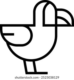 Icono de frailecillo. Diseño de estilo lineal delgado aislado sobre fondo blanco