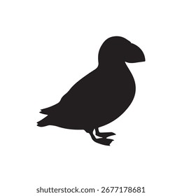 Puffin silhouette vector flat illustration design on white background