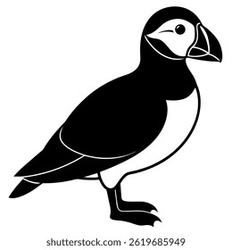 Silueta de Vector de frailecillo sobre fondo blanco