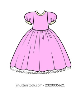 Puffy ball gown for a princess color variation for coloring page on a white background