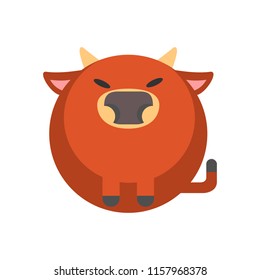 Puffy bull vector illustration in flat color design
