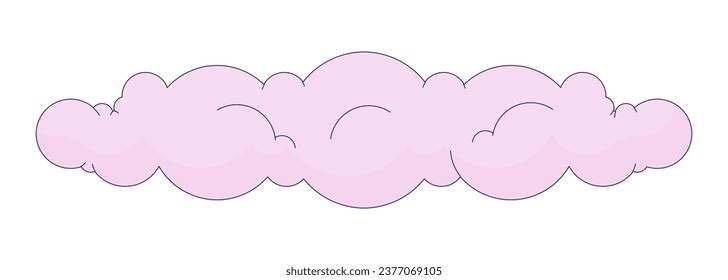 Puffy cloud 2D linear cartoon object. Cumulus cloud isolated line vector element white background. Cumulonimbus sky. Cloudy forecast weather. Heaven cloudscape color flat spot illustration