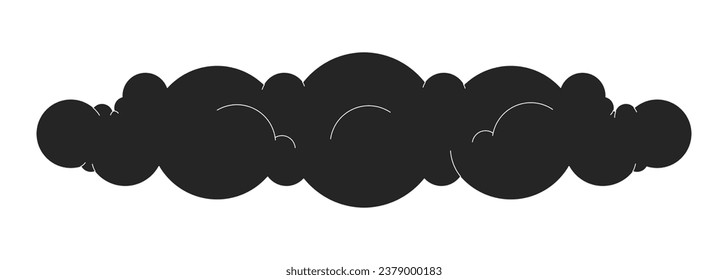 Puffy cloud black and white 2D line cartoon object. Cumulus cloud isolated vector outline item. Cumulonimbus sky. Cloudy forecast weather. Heaven cloudscape monochromatic flat spot illustration