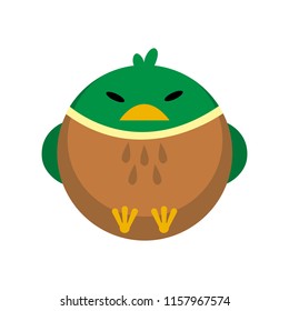 Puffy duck vector illustration in flat color design