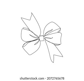 Dibujo de línea continua de vacaciones de año nuevo, navidad, cumpleaños, celebración, embalaje, cintas, rizos, regalo, sorpresa, decoración.