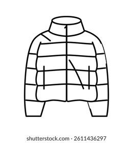 puffy jacket outerwear female line icon vector. puffy jacket outerwear female sign. isolated contour symbol black illustration