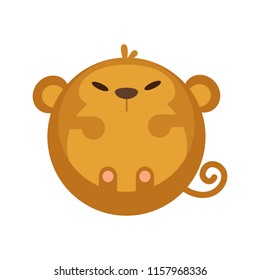 Puffy monkey vector illustration in flat color design
