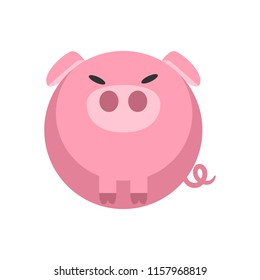 Puffy pig vector illustration in flat color design