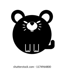Puffy rat vector illustration in solid color design