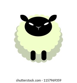 Puffy sheep vector illustration in flat color design