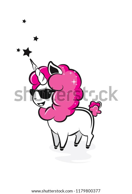 Puffy Unicorn Star Pink Unicorn Crazy Stock Vector Royalty Free