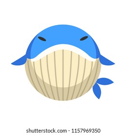 Puffy whale vector illustration in flat color design