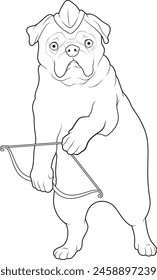 Pug Archer Bow Animal Vector Graphic Art Illustration