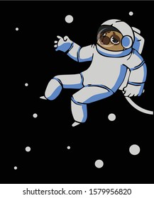 A pug in an astronaut's suit
