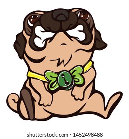 Pug birthday icon. Cartoon of pug birthday vector icon for web design isolated on white background
