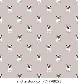 Pug. Breeds of dogs. Seamless pattern. Minimalism. Dog is a symbol of 2018. Chinese calendar. Vector illustration