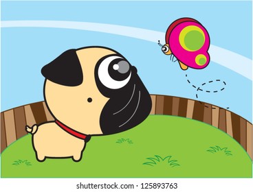 Pug and Butterfly.