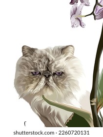 pug cat with beautiful flowers