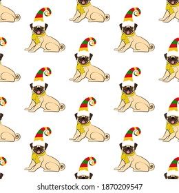 Poniendo en el fondo blanco un patrón impecable de disfraces de navidad. Ilustración del vector