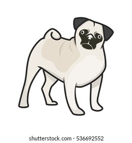 Pug cute funny dog. Vector Illustration