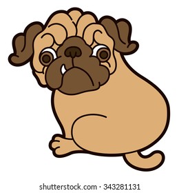 Pug cute puppy vector cartoon illustration - Pug-dog isolated on white background