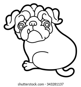 Pug cute puppy vector cartoon illustration - Pug-dog isolated on white background