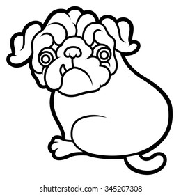 Pug cute puppy vector cartoon illustration - Pug-dog isolated on transparent background