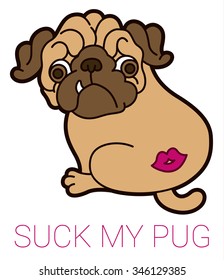 Pug cute puppy vector cartoon illustration - Pug-dog isolated on white background