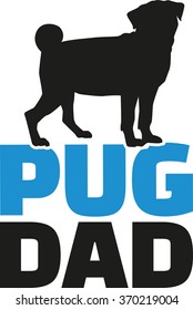 Pug dad with dog silhouette