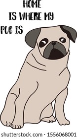 Pug Doc Vector illustration perfect for t shirts ,Mugs,Cushions,Throw pillows 