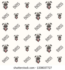 pug dog boss pattern vector illustration