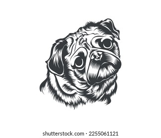Pug Dog Breed Vector Illustration, Pug Dog Vector on White Background for t-shirt, logo and others