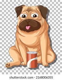 Pug dog cartoon character illustration