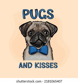 Pug Dog, Cartoon character  Vector illustration.