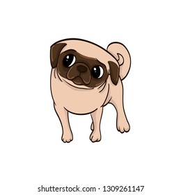 pug dog cartoon colorful funny animal