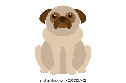 Pug dog cartoon illustration. Flat design isolated on white background EPS 10.