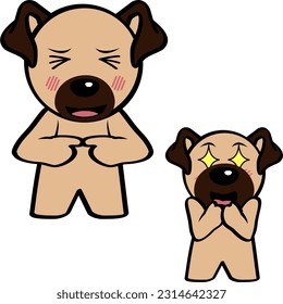 pug dog character cartoon standing expressions pack collection in vector format