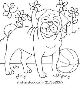 Pug Dog Coloring Page for Kids