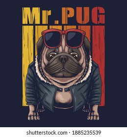 Pug dog cool vector illustration for your company or brand