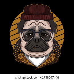 Pug dog cool vector illustration for your company or brand