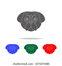 Pug dog face icon. Elements of dogs multi colored icons. Premium quality graphic design icon. Simple icon for websites, web design mobile app, info graphics on white background