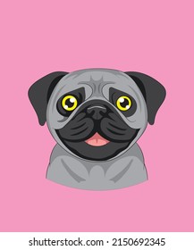 Pug Dog Face Illustration Vector