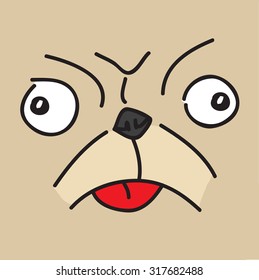 pug dog face vector