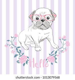 Pug dog face - vector illustration isolated on white background