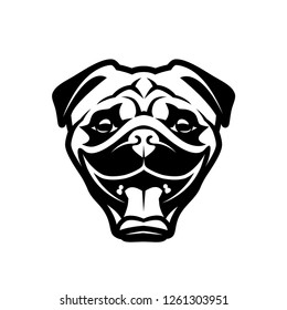 Pug dog face - vector illustration