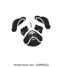 Pug dog face - vector illustration